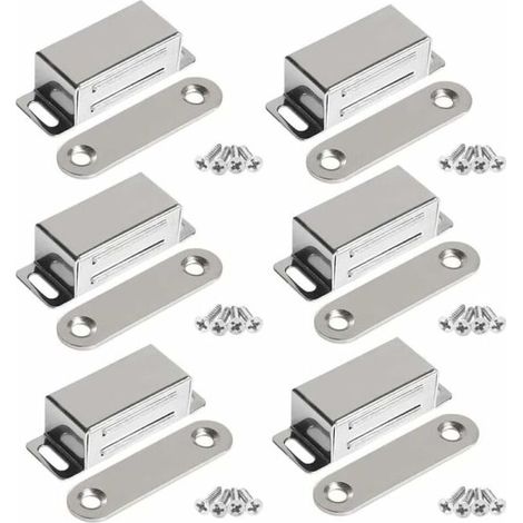 Aimants magnétiques pour armoire 10 kg, puissants aimants en acier inoxydable pour armoire, aimants pour porte d'armoire (6 pièces) (vis en acier inoxydable) (1/5)