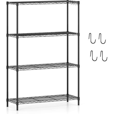 COSTWAY Étagère de Rangement à 4 Niveaux, Étagères Réglables Robuste avec Grille en Fil en Forme de V, Meuble de Rangement pour Cuisine, Garage, Salon (L 4 Niveaux)