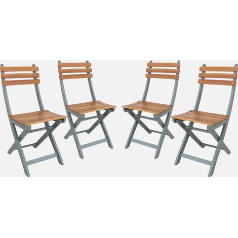 Set di 4 sedie da giardino pieghevole in acacia (1/5)