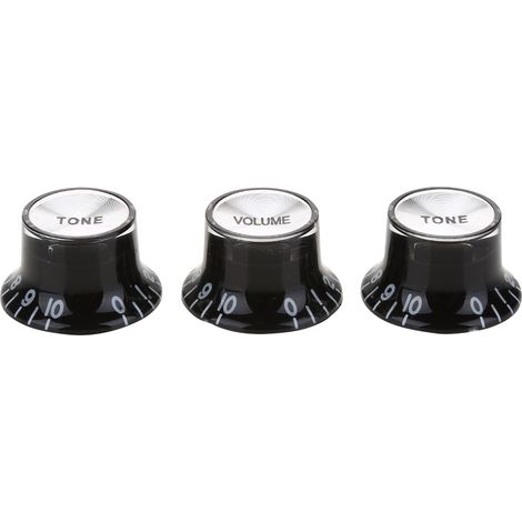 Bouton de volume pour guitare électrique, bouton de tonalité, noir, 2T1V, lot de 3. (1/5)