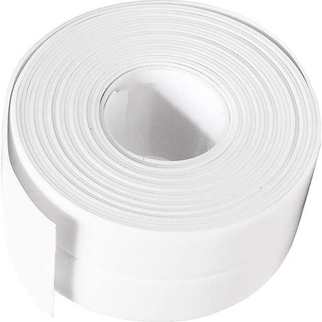 Joint Silicone Blanc Salle de Bain, Ruban d'étanchéité,Bande Etancheite Autocollanteétanche PE pour Baignoire,Douche,Toilettes,Cuisine,Evier,Sol,Mur,Coin de Protection-Blanc (1/5)