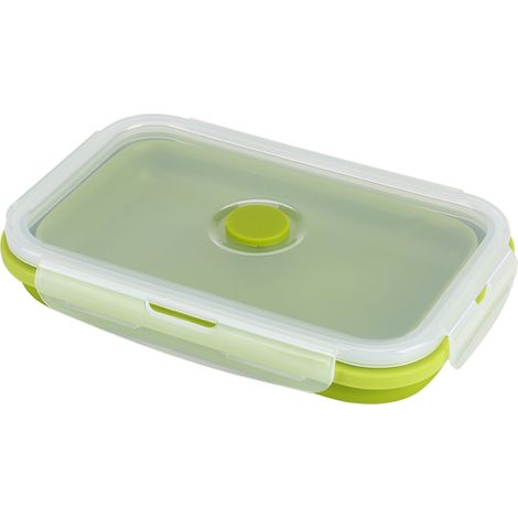 Lot portable 800ml bol repas pliable en silicone vert, boîte de conservation alimentaire pliante (1/5)