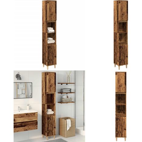 Armadietto Bagno Legno Antico 30x30x190 cm in Legno Multistrato - Armadio da bagno - Armadietto in legno