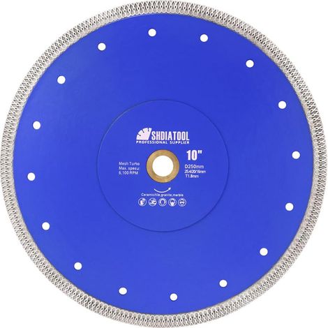Disque à Tronçonner Diamant 250mm avec X Maille Turbo Lame pour Tuile Marbre Granit Céramique (10 Pouces) (1/5)