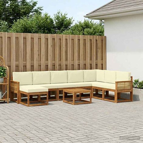 Teenpull – Outdoor-Sofagarnitur 9 Stk. Natur und Creme Massivholz Akazie (1/5)