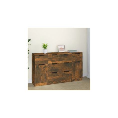 Ensemble de buffets 3 pcs Chêne fumé Bois d'ingénierie (1/5)