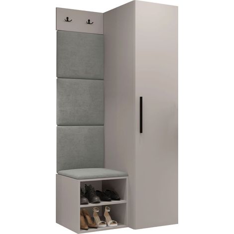 Conjunto para recibidor Nitos III, Polo 894, 191x82x50cm, Aglomerado laminado, Tapiz, Colocada, Montada en la pared (1/5)
