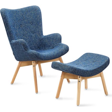 Fauteuil scandinave bleu patchwork - Stockholm (1/2)