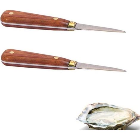 2 lancettes à huîtres avec manche bois 16 cm