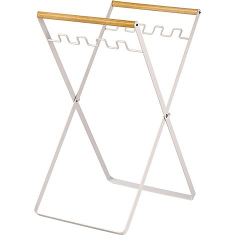 Porte sac poubelle pliable avec poignée en – Support de pour cuisine et extérieur Métal Bois Blanc (1/5)