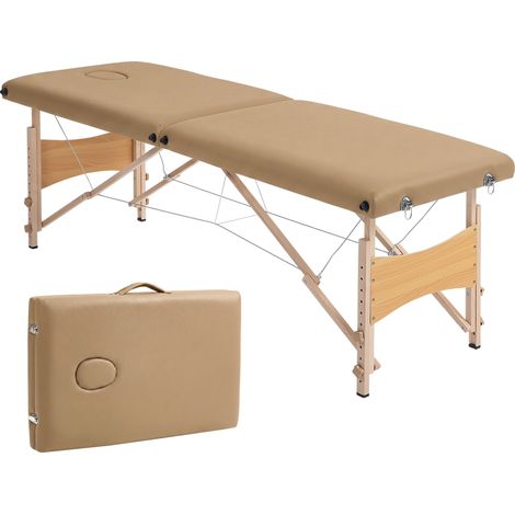 HOMCOM camilla de masaje plegable con reposacabezas marco de madera altura regulable y bolsa de transporte 186x60x61-87 cm marrón (1/5)