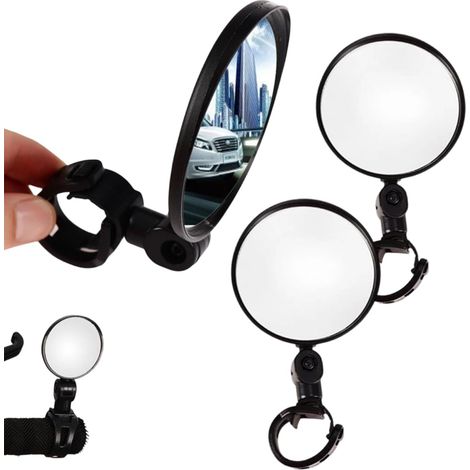 Lot de 2 rétroviseurs de vélo, rotation réglable à 360°, rétroviseur universel grand angle, adapté aux guidons (8 cm) (1/5)