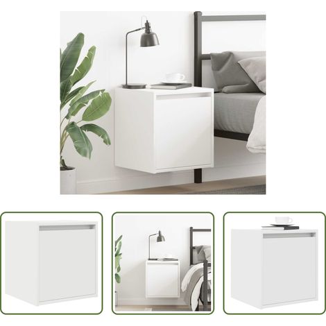 vidaXL Table de chevet flottante - Table de chevet murale blanc 38x34x40 cm (1/5)
