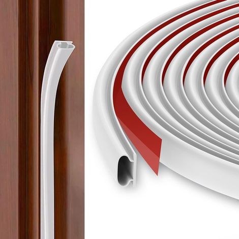 Tira de sellado de goma tipo D de 6 metros para juntas de puertas - autoadhesiva e impermeable - blanca (1/5)