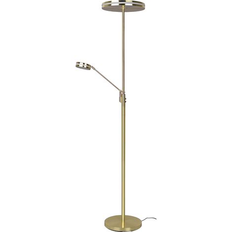 Lampadaire, incl. 1 x LED,SMD,35,0 Watt,2700+3200+4000K,4100 Lm. incl. 1 x LED,SMD,6,5 Watt,2700+3200+4000K,650 Lm. Métal, Noir, Corps: Métal, Laiton mat (1/5)