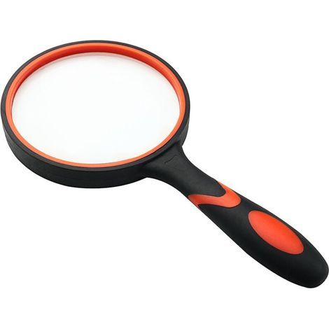 Lente d'ingrandimento da 100 mm, grande ingrandimento, portatile 10X con impugnatura antiscivolo in gomma morbida, diametro 100 mm per leggere libri, vero vetro per leggere giornali e cruciverba (1/4)