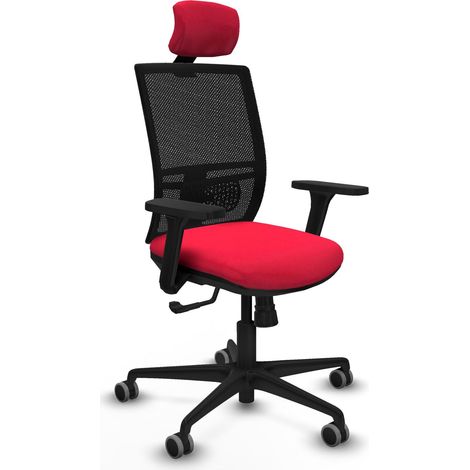 Chaise de bureau piqueras y crespo Yunquera noir rouge mousse (1/2)