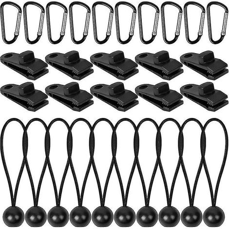 30 schwarze, wiederverwendbare und robuste Planenclips für Zelte, Pools, elastische Planen, Anhängerzubehör, Camping, Wohnwagen und Garten. Größe S. (1/5)