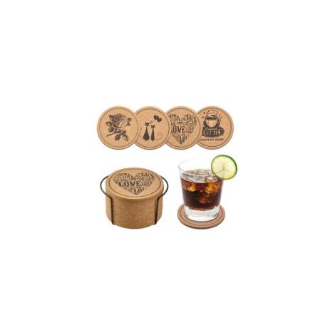 12 Dessous de Verre en liège Absorbants pour Mugs,sous Verres Antidérapants avec Organisateur de Dessous de Verre, pour Anniversaire, Pendaison de Crémaillère, Cuisine, Salon (1/4)