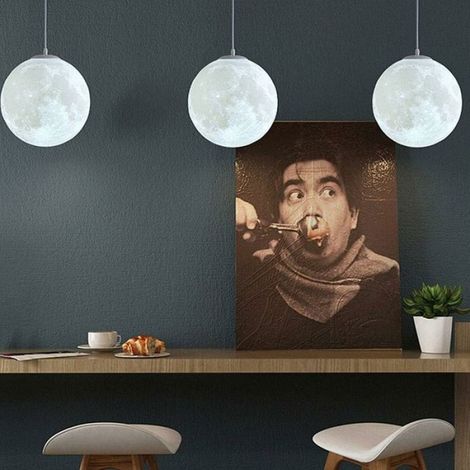 Lustre Lune - Impression 3D - Design Moderne - Compatible E27 - Pour Salon Chambre Salle À Manger - 1 Pièce (1/4)