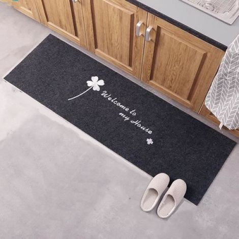 TAPIS D'ENTREE - TAPIS DE SEUIL Paillasson - VIPITH Tapis d'entrée tapis anti-dérapant tapis de porte - Trèfle, Gris-A - 40 x 120 cm (1/2)