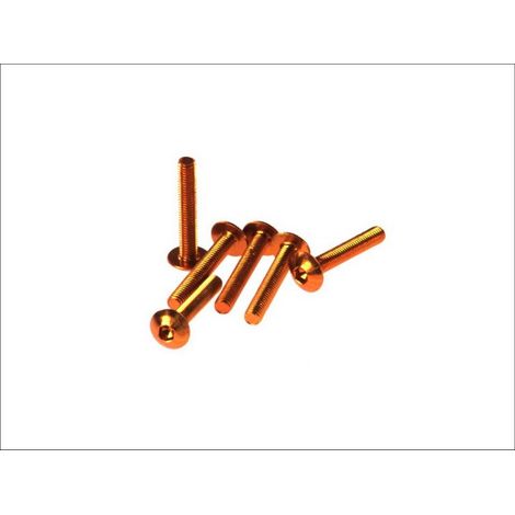 Viti in alluminio M5x30 per carenature, a brugola piatta, arancioni (6 pezzi)