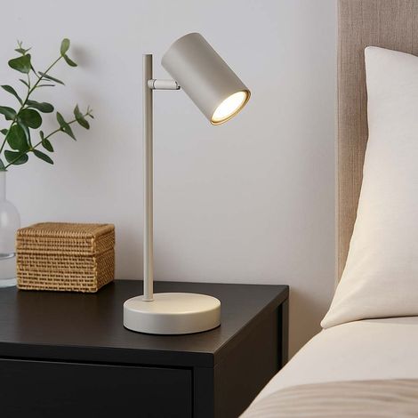 Tischleuchte schwenkbar Nachttischlampe sandfarben Schreibtischleuchte Spot Modern, Metall, GU10 Fassung, LxBxH 13,2x12x35 cm