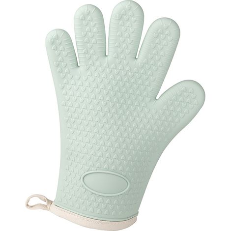 Moufle cuisine silicone épaisse anti-brûlure résistante chaleur pour four micro-ondes grille-pain vert menthe (1/5)
