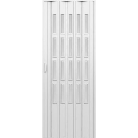 PORTA D'ARREDO PER INTERNO A SOFFIETTO CON VETRO MOLATO BIANCO cm 100 x 214