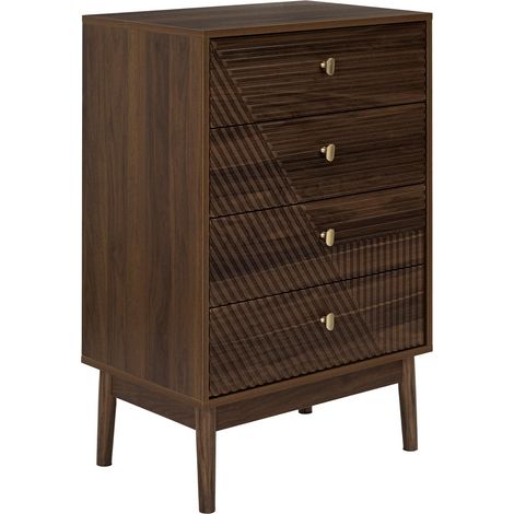 Commode 4 tiroirs effet noyer TIFFANY (1/5)