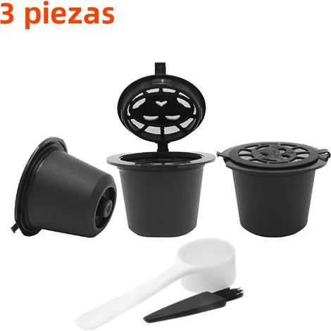 Capsules réutilisables pour machines à café Nespresso : filtres rechargeables 30-3 pièces avec cuillère et brosse pour dosettes à café (1/4)