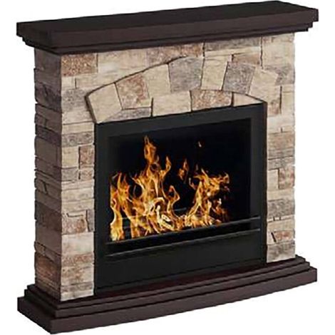 Dmora - Camino a bioetanolo Dstrizzol, Caminetto ecologico, Focolare senza fumo, Riscaldatore ad etanolo, Made in Italy, 93x28 h85 cm, Beige