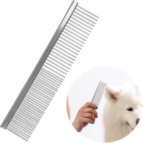 Pettine in metallo per animali domestici, pettine in acciaio inossidabile per cani e gatti, pettine antiruggine, strumenti per la toelettatura dei cani, strumenti per districare i nodi degli animali d (1/5)