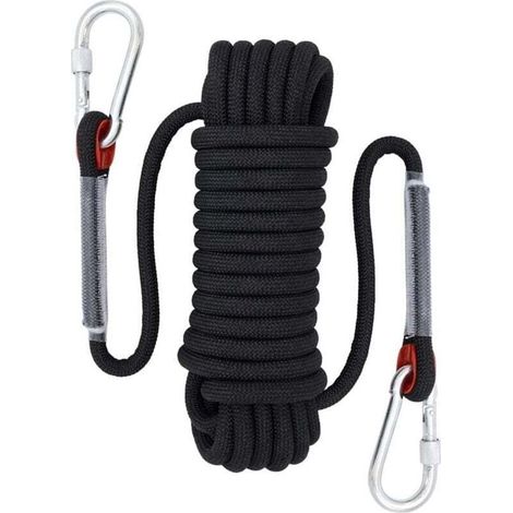 Kletterseil, 12 mm Durchmesser, Wanderzubehör, Hochfestes Sicherheitsseil (30 m schwarz) (1/4)