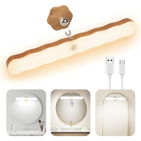 Lampe de maquillage sans fil pour miroir avec capteur de mouvement intelligent Batterie rechargeable de 2 500 mAh et angle de rotation de 360°, barre lumineuse magnétique sans fil pour salle de bains (1/5)