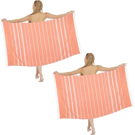 Lot de 2 serviettes de plage extra larges, 90 x 180 cm, sans sable, à séchage rapide, de style turc (1/5)