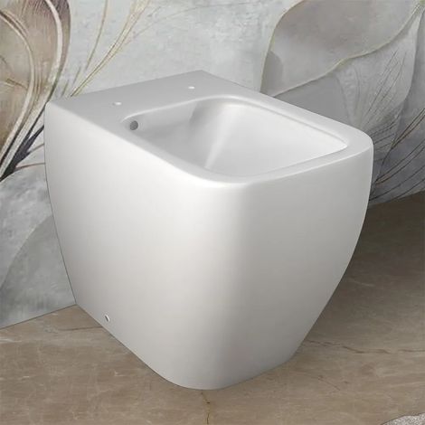 Wc filomuro bianco opaco senza brida Rak serie Metropolitan doppio scarico (1/4)