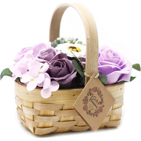 Bouquet de lilas moyen dans un panier en osier- Vendu par 1 (1/3)