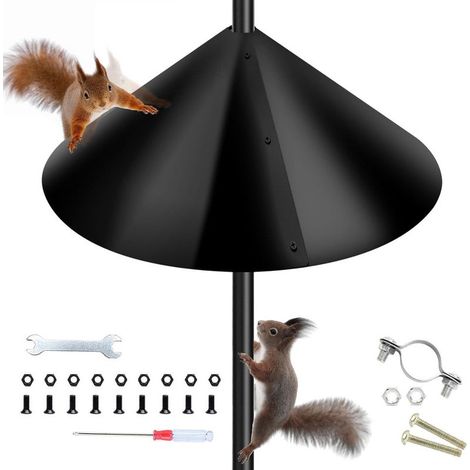 Protection anti-écureuil pour mangeoire à oiseaux – 16 pouces – Pour poteau extérieur – Noir (1/5)