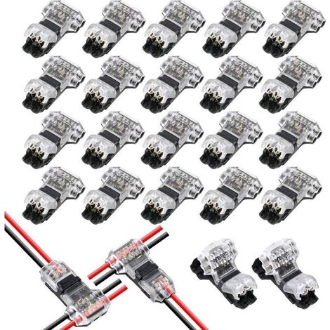 Connecteur en T 2 Broches Étanche 20/22 AWG pour Câblage Auto et Éclairage LED (1/4)