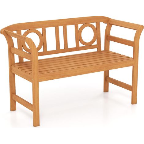 2 Places 360 kg Banc de Jardin en Bois d'Acacia Détente Extérieure avec Dossier et Accoudoirs Terrasse (1/5)