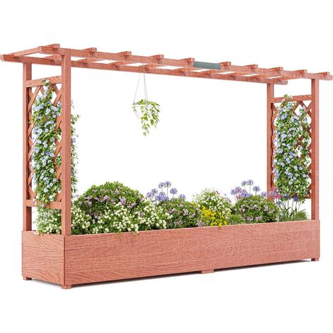 Grand Bac à Fleurs surélevé en Bois avec Treillis et Toit – Jardinage Vertical pour Balcons & Terrasse, 20044113cm (1/5)