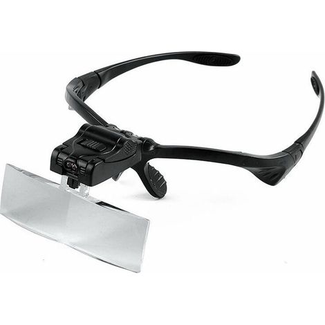 Diadema con lupa e iluminación LED, soporte para la cabeza para lectura manos libres, gafas con lupa y 5 lentes desmontables para leer, ver joyas y observar.