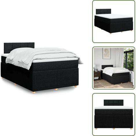 The Living Store Giroletto a Molle con Materasso Nero 120x190 cm in Tessuto - Materasso a molle insacchettate
