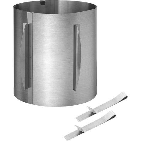 Stainless Steel Adjustable Patisserie Circle with 2 Fixing Clips. 20 cm Patisserie Circle, Telescopic Adjustable Between 16 and 30 cm, with Ladder, for Pastry (1/5)