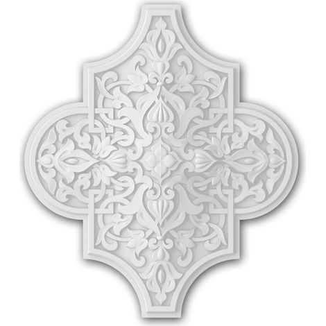 3D Rivestimento murale Profhome 159501 Pannellatura stile orientale Elemento decorativo Medaglione Motivi architettonici musulmani Rosone soffitto parete stile marocchino bianco 39,9 x 34,9 cm