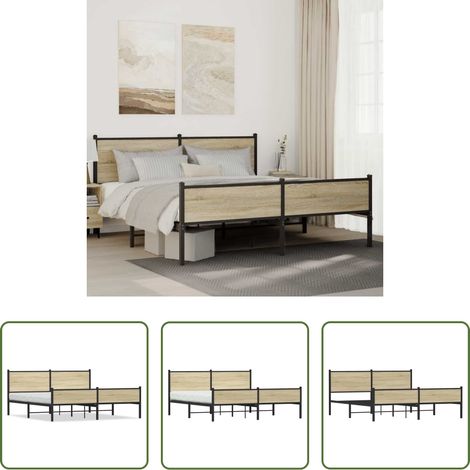 Metallbettgestell -  Metallbett ohne Matratze Sonoma-Eiche 183x213 cm (1/5)