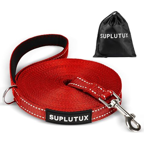 Dog Lead, Reflective Dog Lead, 3m 5m 10m 15m 20m 25m 30m with Strong Carabiner for Night Walks, Suitable for All Sizes of Dogs (Red, 3m) (1/5)