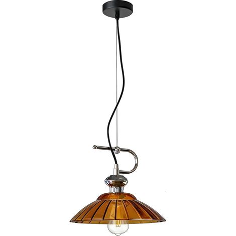 Lampada a sospensione vintage in vetro da 30 cm con attacco E27, lampada regolabile, ideale per soggiorno, camera da letto, cucina [Classe energetica E]