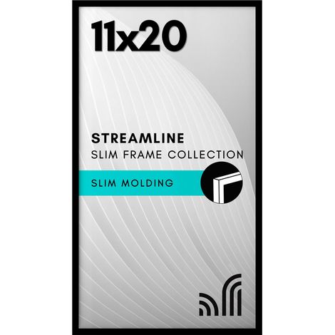Cadre photo de 28 x 50,8 cm avec plexiglas poli – Bordure fine, pour affichage mural – Matériel de suspension inclus – Noir (1/5)